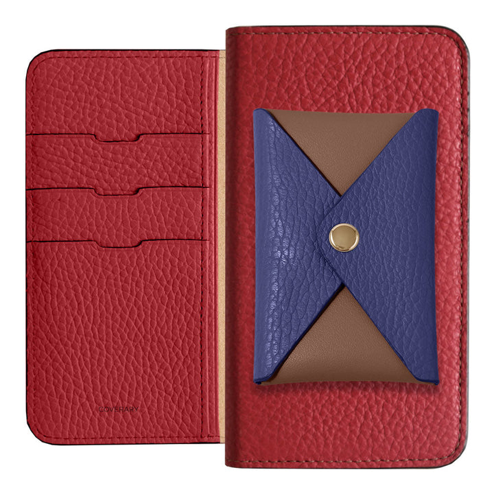 Genuine Leather 32 Colors Italian Shrink Leather Bi-Color Flip Cover with Pocket Notebook Case for AQUOS Series