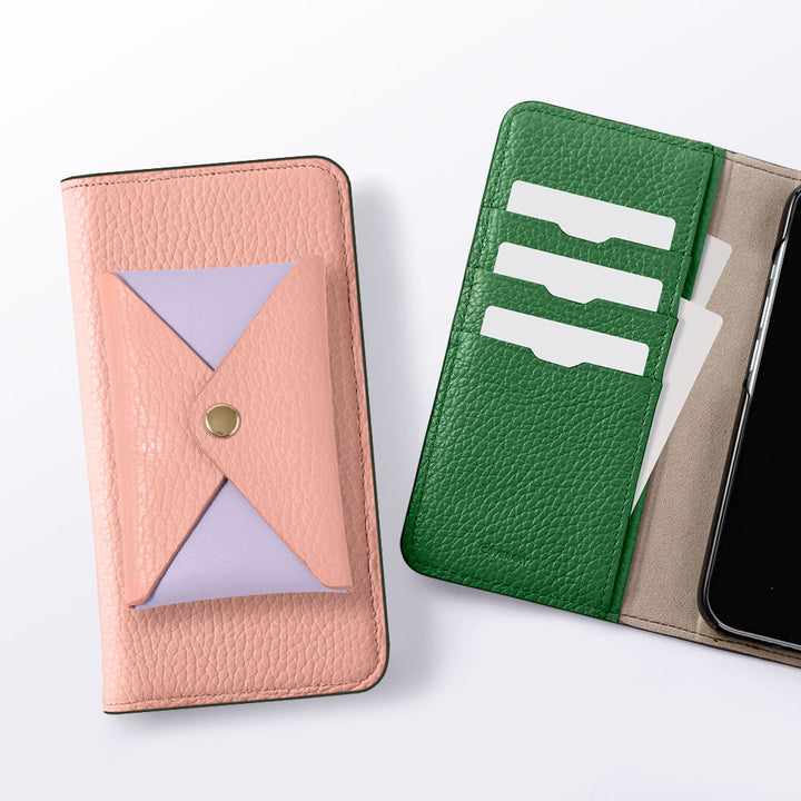 Genuine Leather 32 Colors Italian Shrink Leather Bi-Color Flip Cover with Pocket Notebook Case for AQUOS Series