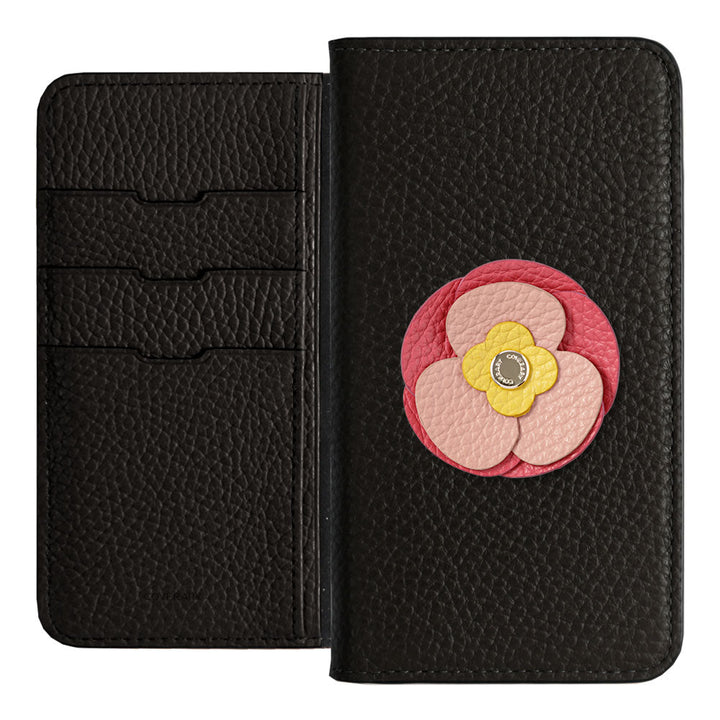 Genuine Leather 32 Colors Italian Shrink Leather Real Flower Decoration Wallet Case Galaxy Series