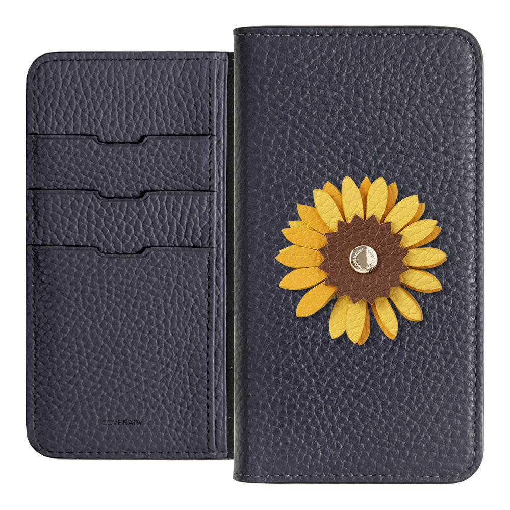 Genuine Leather 32 Colors Italian Shrink Leather Real Flower Decoration Wallet Case Galaxy Series