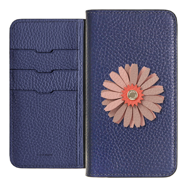 Genuine Leather 32 Colors Italian Shrink Leather Real Flower Decoration Wallet Case AQUOS Series