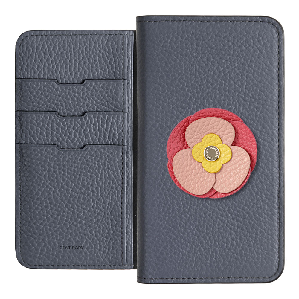Genuine Leather 32 Colors Italian Shrink Leather Real Flower Decoration Wallet Case AQUOS Series