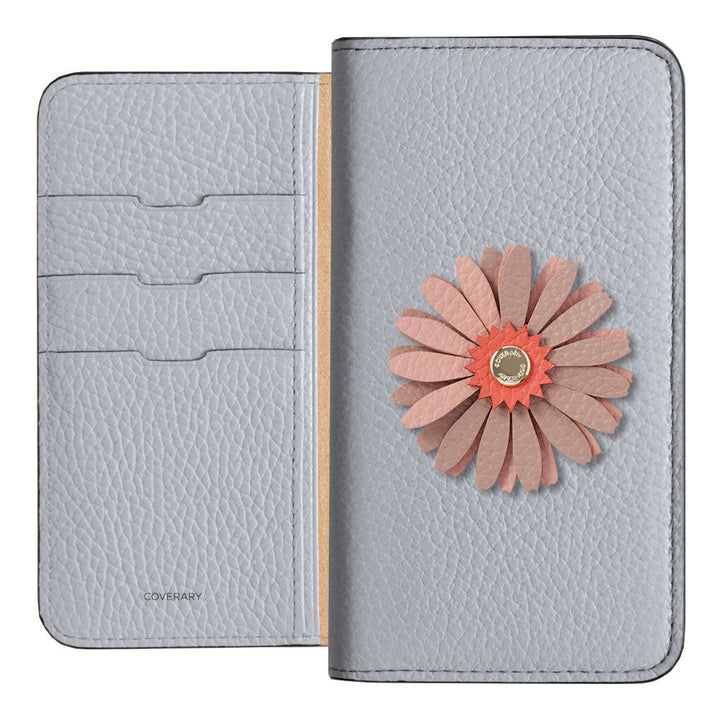 Étui portefeuille en cuir véritable 32 couleurs cuir italien grainé décoration fleur réelle pour la série Google Pixel