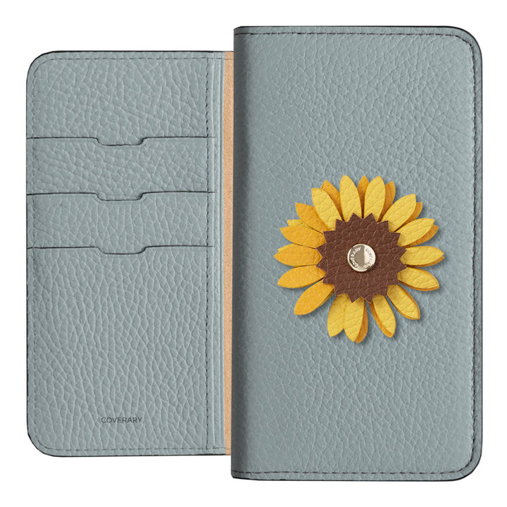 Genuine Leather 32 Colors Italian Shrink Leather Real Flower Decoration Wallet Case AQUOS Series