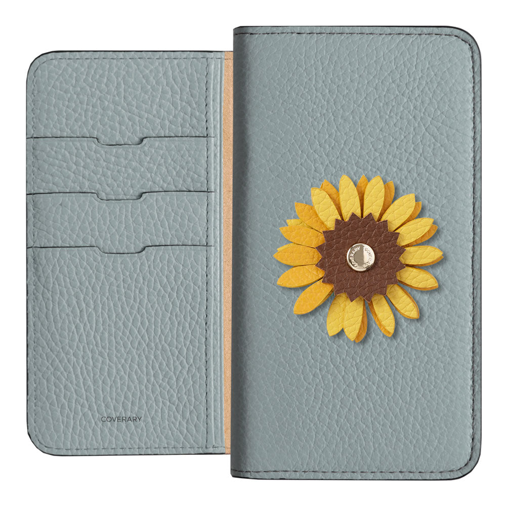 Genuine Leather 32 Colors Italian Shrink Leather Real Flower Decoration Wallet Case Galaxy Series