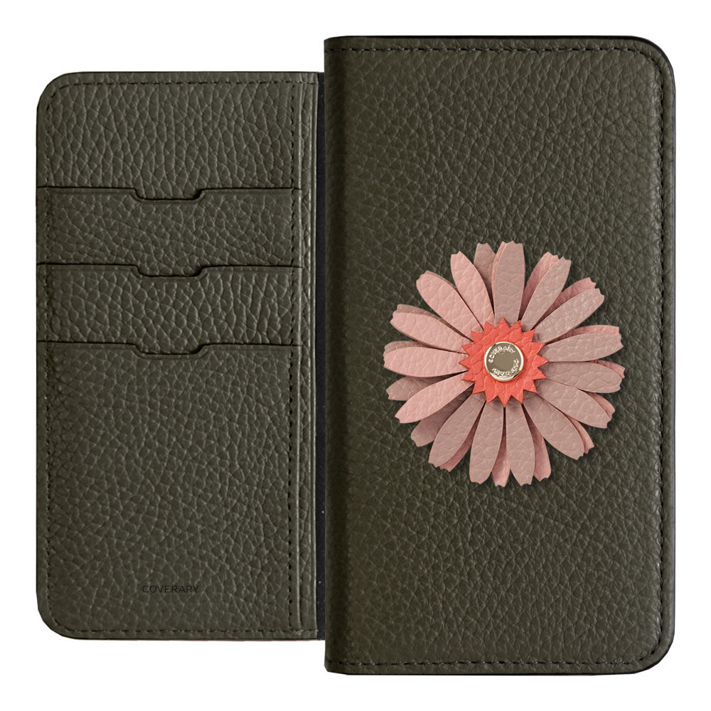 Genuine Leather 32 Colors Italian Shrink Leather Real Flower Decoration Wallet Case Galaxy Series