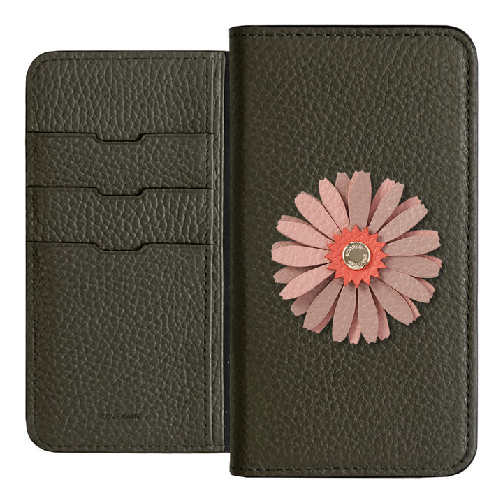 Genuine Leather 32 Colors Italian Shrink Leather Real Flower Decoration Wallet Case AQUOS Series