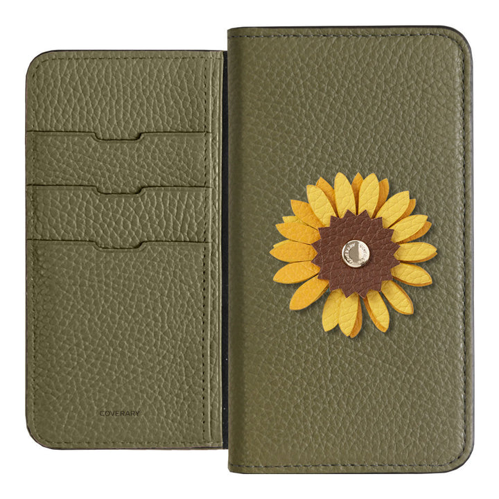 Genuine Leather 32 Colors Italian Shrink Leather Real Flower Decoration Wallet Case Galaxy Series