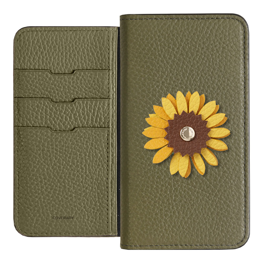 Genuine Leather 32 Colors Italian Shrink Leather Real Flower Decoration Wallet Case AQUOS Series