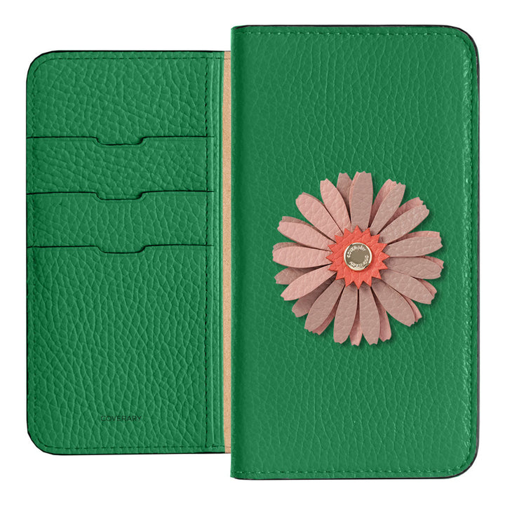 Genuine Leather 32 Colors Italian Shrink Leather Real Flower Decoration Wallet Case Galaxy Series