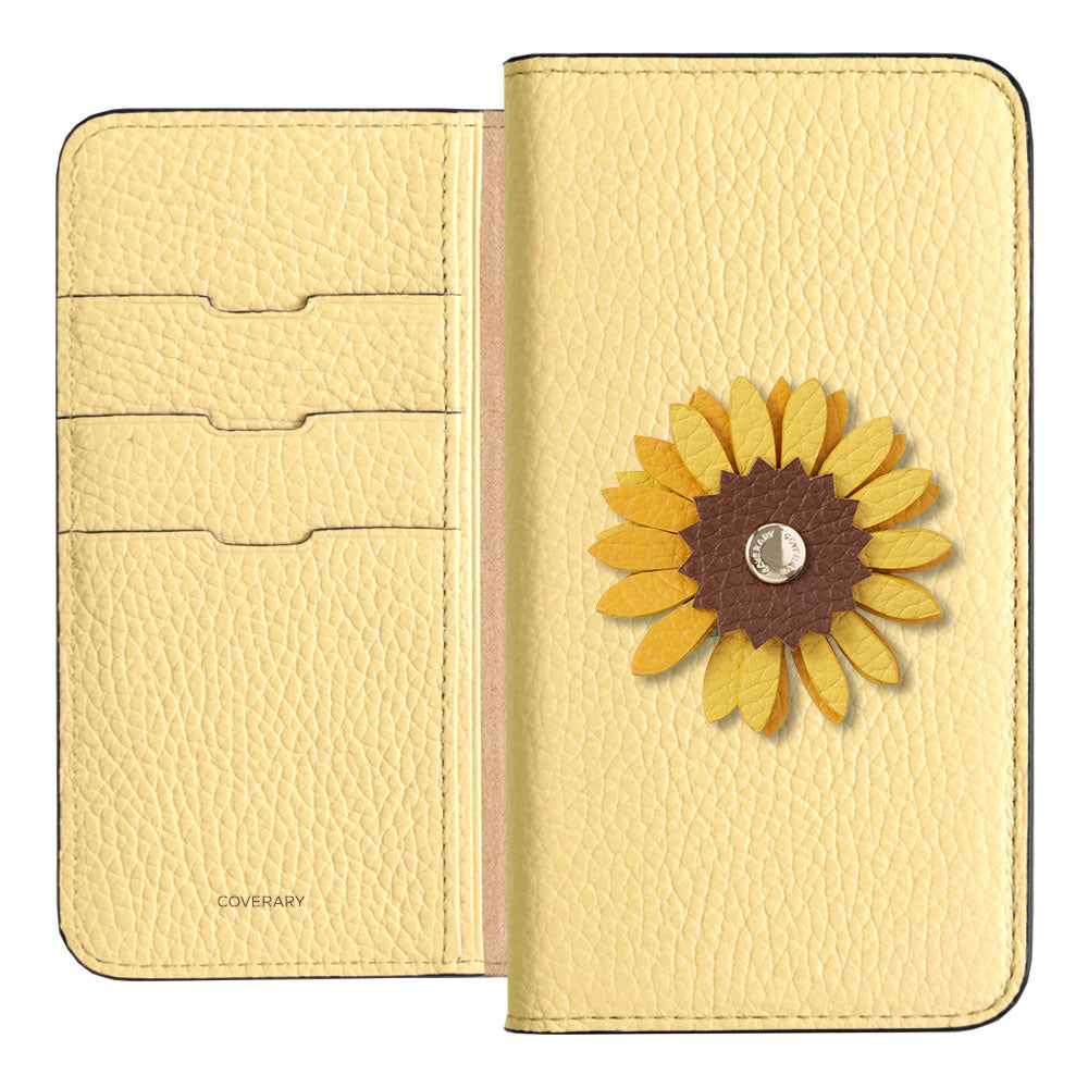 Étui portefeuille en cuir véritable 32 couleurs cuir italien grainé décoration fleur réelle pour la série Google Pixel