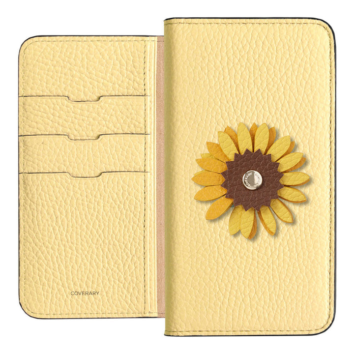 Étui portefeuille en cuir véritable 32 couleurs cuir italien grainé décoration fleur réelle pour la série Google Pixel