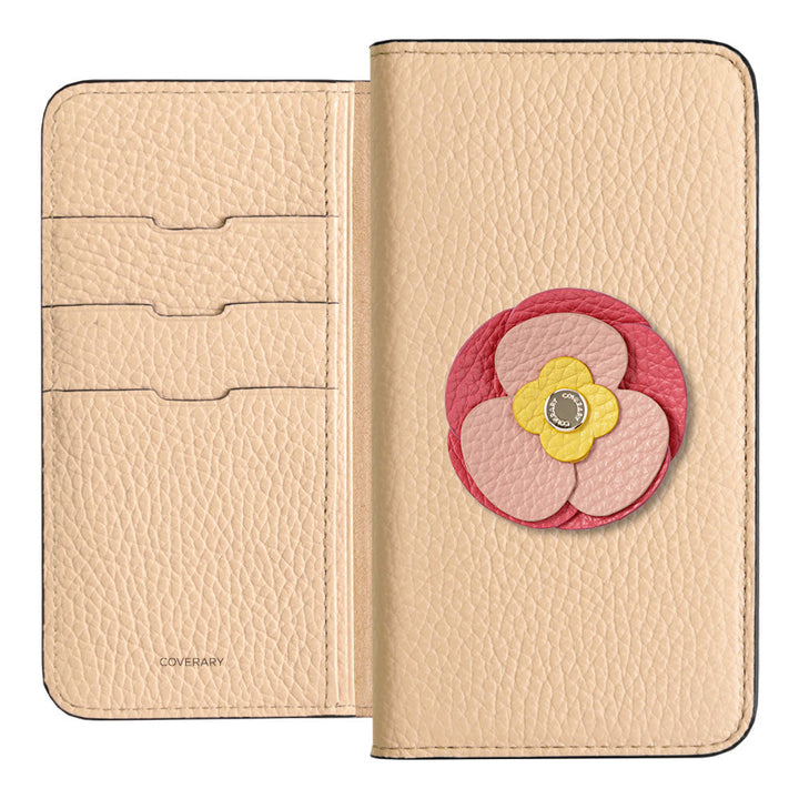 Genuine Leather 32 Colors Italian Shrink Leather Real Flower Decoration Wallet Case AQUOS Series