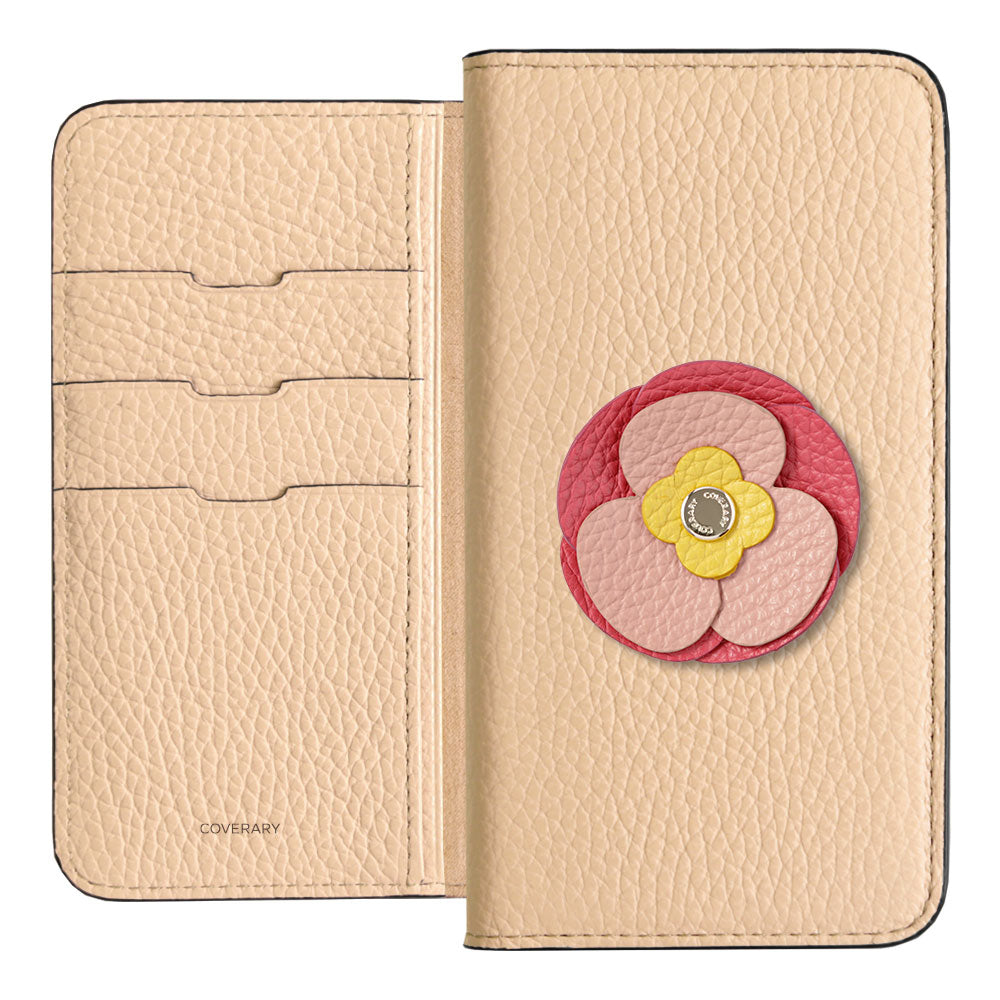 Genuine Leather 32 Colors Italian Shrink Leather Real Flower Decoration Wallet Case Galaxy Series