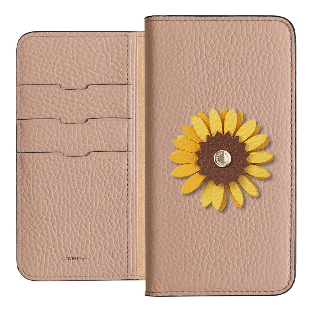 Étui portefeuille en cuir véritable 32 couleurs cuir italien grainé décoration fleur réelle pour la série Google Pixel