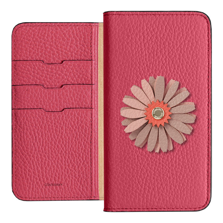 Genuine Leather 32 Colors Italian Shrink Leather Real Flower Decoration Wallet Case Galaxy Series