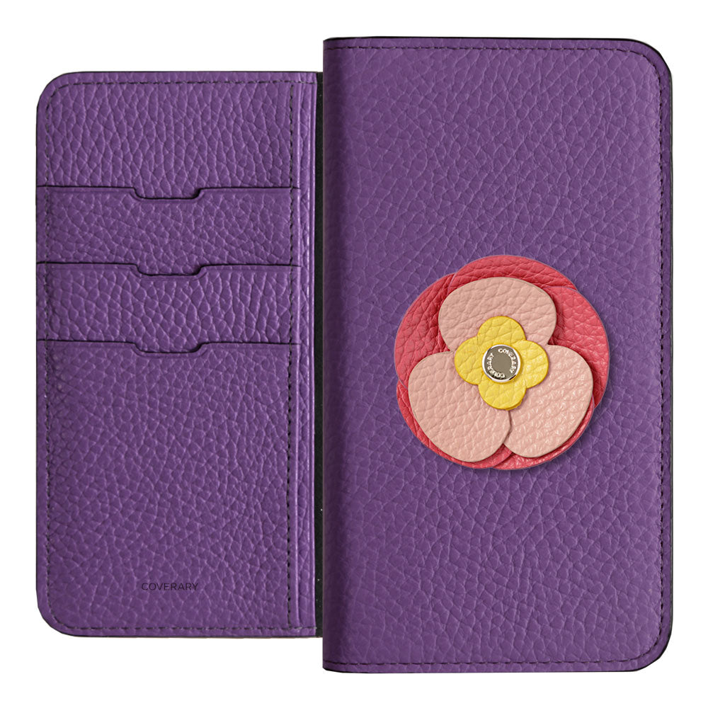 Étui portefeuille en cuir véritable 32 couleurs cuir italien grainé décoration fleur réelle pour la série Google Pixel