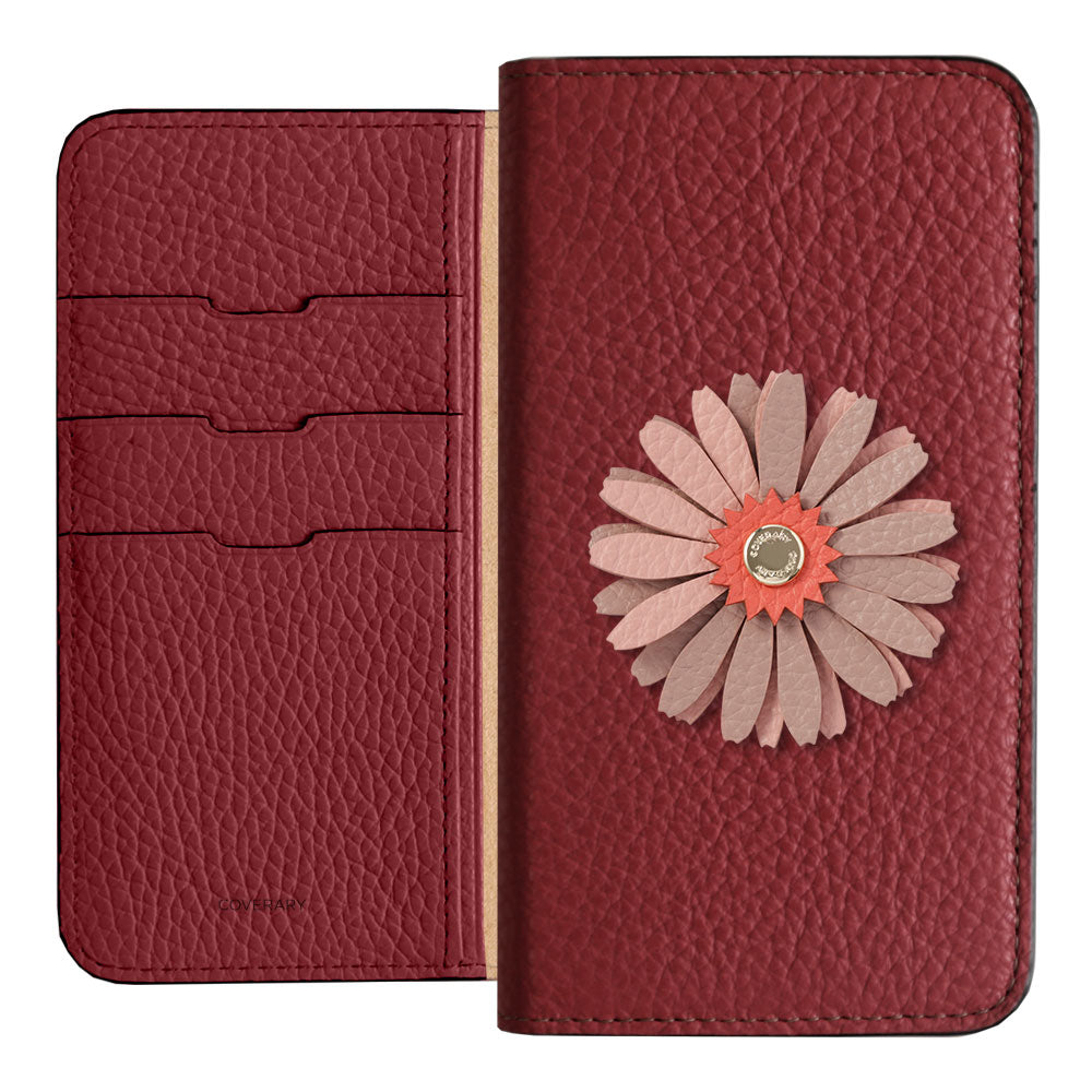 Genuine Leather 32 Colors Italian Shrink Leather Real Flower Decoration Wallet Case AQUOS Series