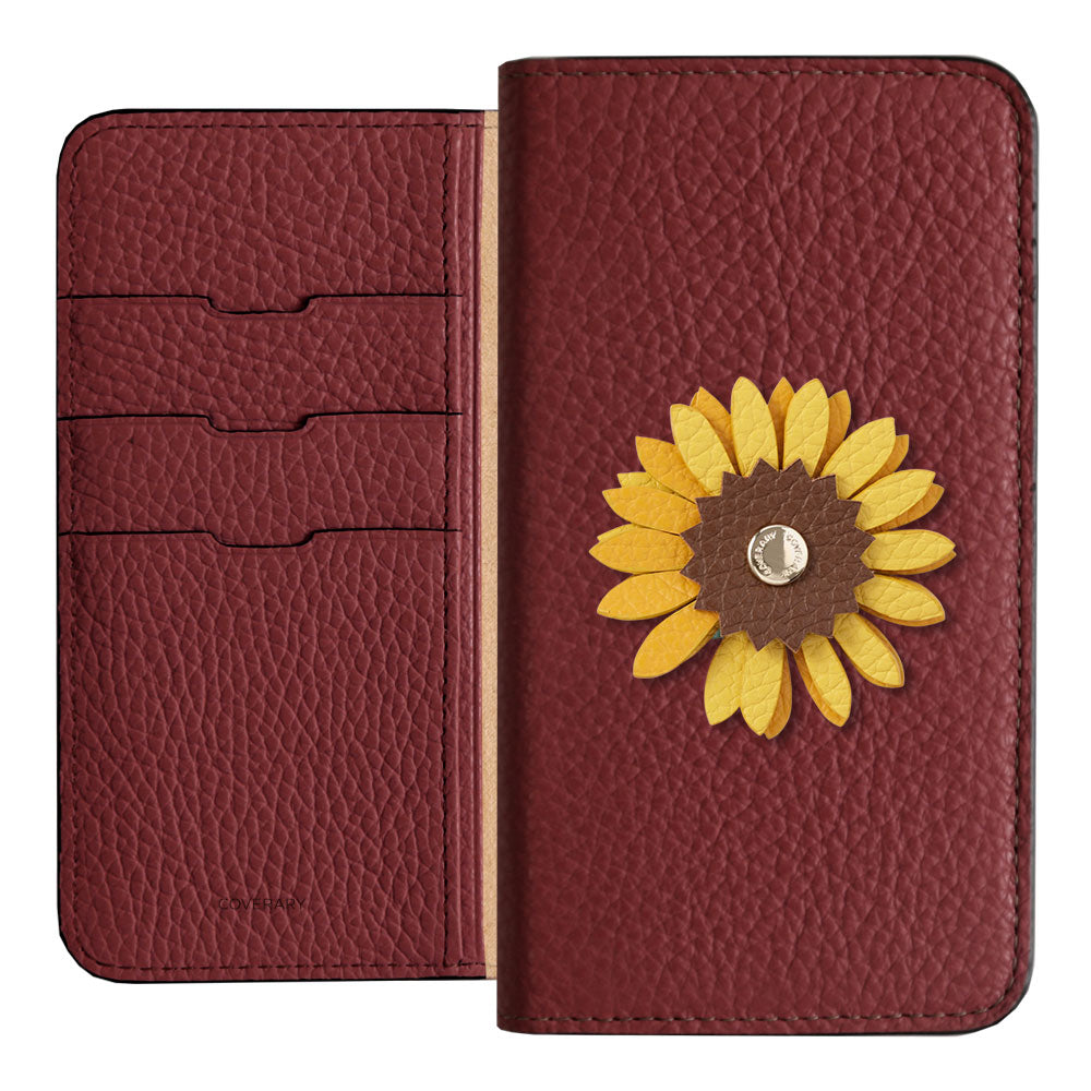Genuine Leather 32 Colors Italian Shrink Leather Real Flower Decoration Wallet Case AQUOS Series