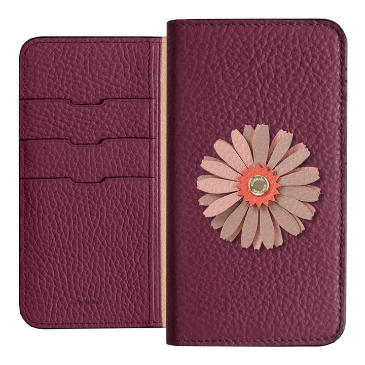 Genuine Leather 32 Colors Italian Shrink Leather Real Flower Decoration Wallet Case Galaxy Series