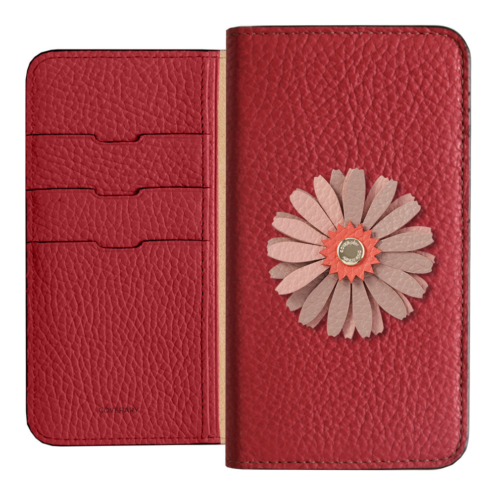 Étui portefeuille en cuir véritable 32 couleurs cuir italien grainé décoration fleur réelle pour la série Google Pixel