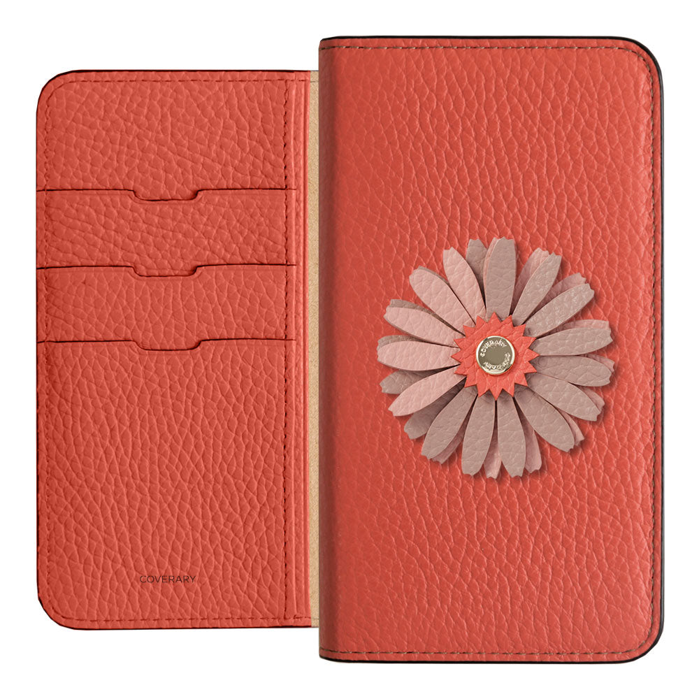 Genuine Leather 32 Colors Italian Shrink Leather Real Flower Decoration Wallet Case Galaxy Series