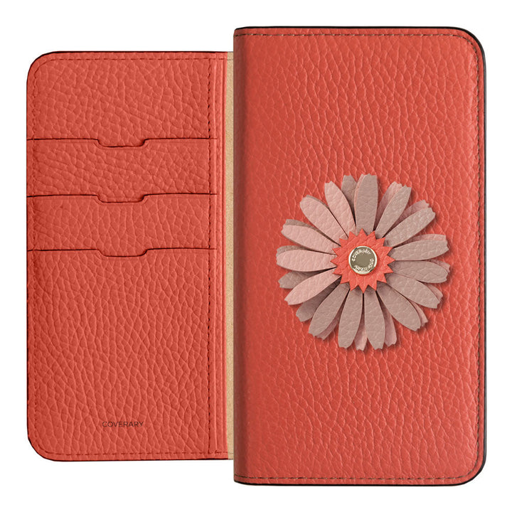 Genuine Leather 32 Colors Italian Shrink Leather Real Flower Decoration Wallet Case AQUOS Series