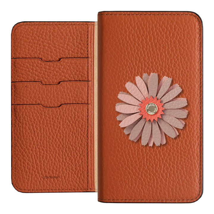 Genuine Leather 32 Colors Italian Shrink Leather Real Flower Decoration Wallet Case Galaxy Series