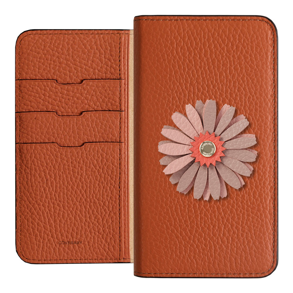 Genuine Leather 32 Colors Italian Shrink Leather Real Flower Decoration Wallet Case AQUOS Series
