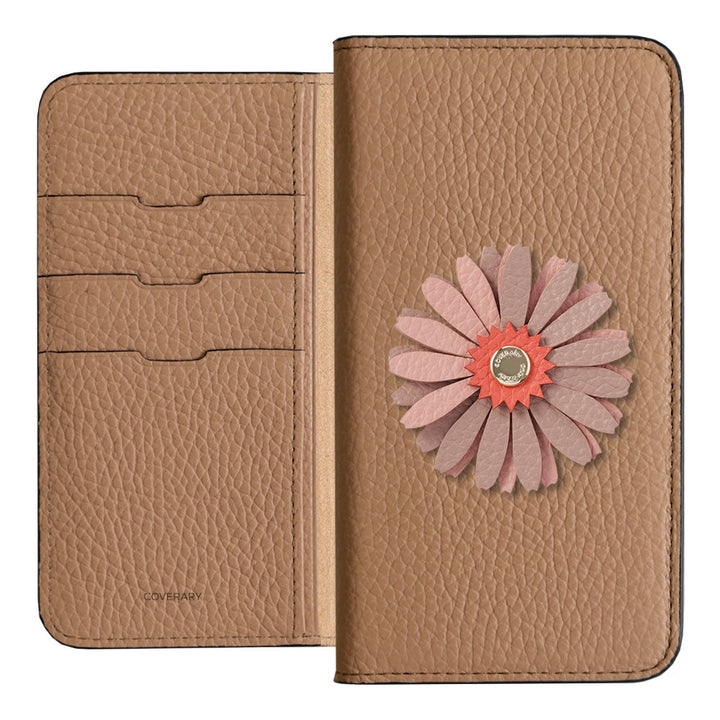 Genuine Leather 32 Colors Italian Shrink Leather Real Flower Decoration Wallet Case Galaxy Series