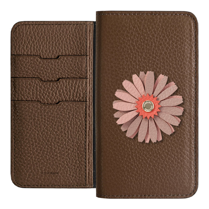 Genuine Leather 32 Colors Italian Shrink Leather Real Flower Decoration Wallet Case AQUOS Series