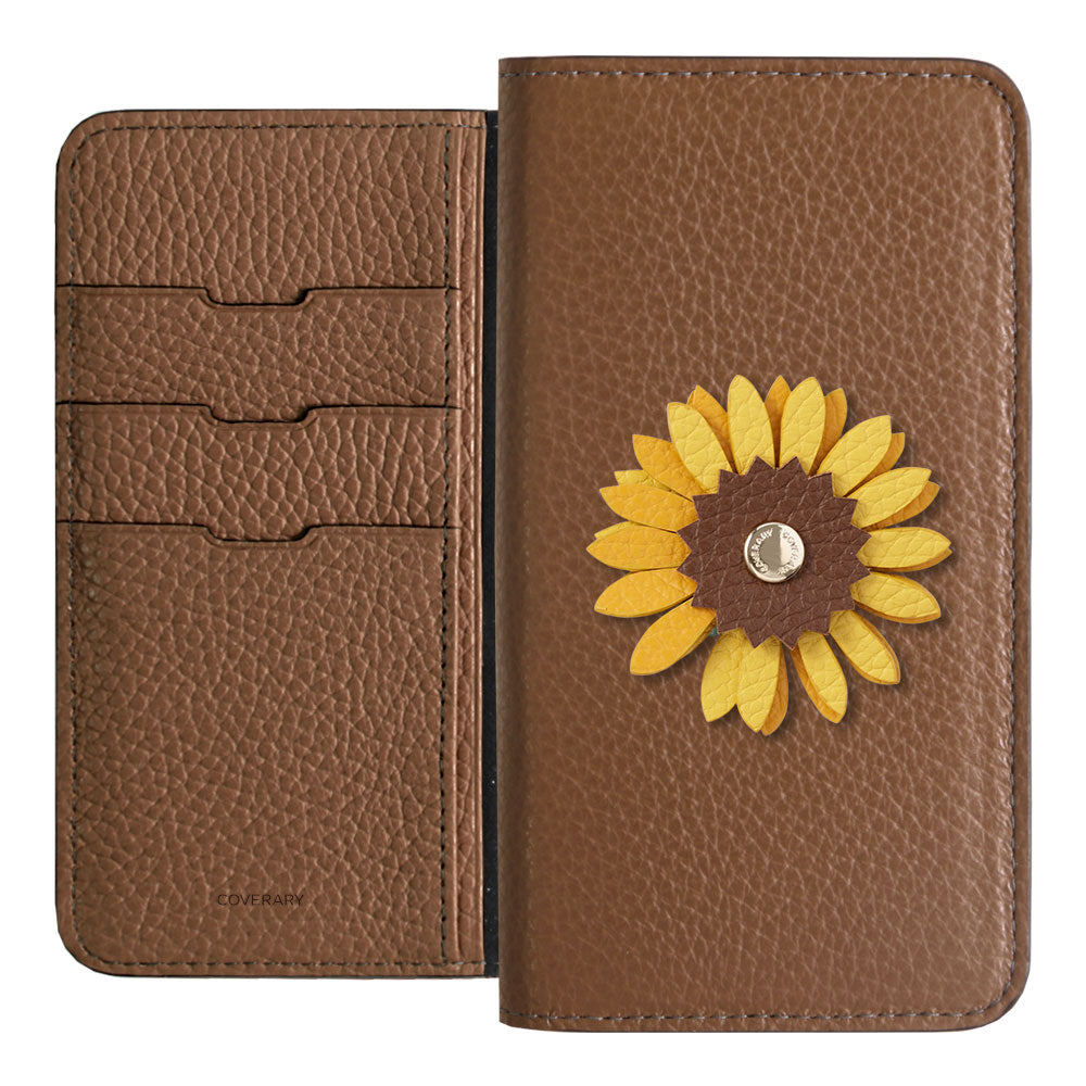 Étui portefeuille en cuir véritable 32 couleurs cuir italien grainé décoration fleur réelle pour la série Google Pixel