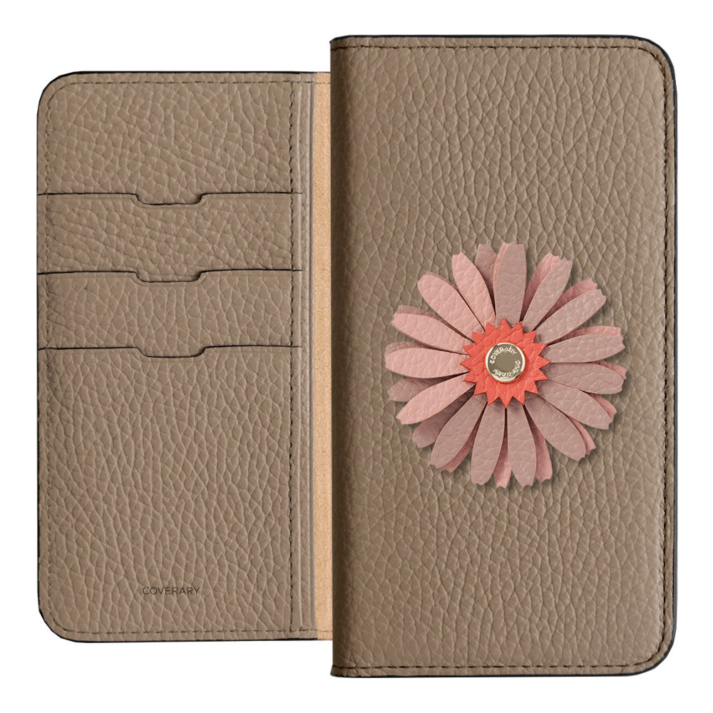 Genuine Leather 32 Colors Italian Shrink Leather Real Flower Decoration Wallet Case AQUOS Series