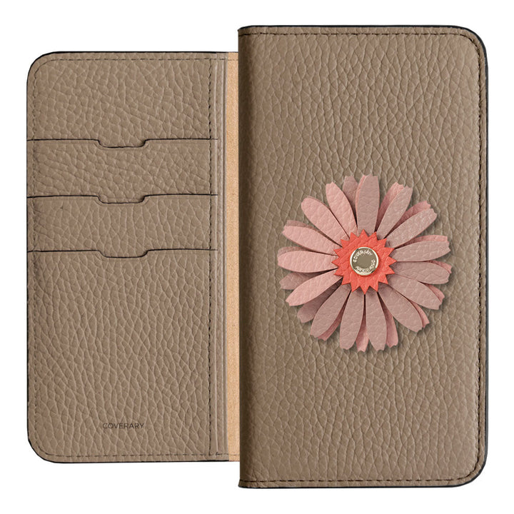 Genuine Leather 32 Colors Italian Shrink Leather Real Flower Decoration Wallet Case AQUOS Series