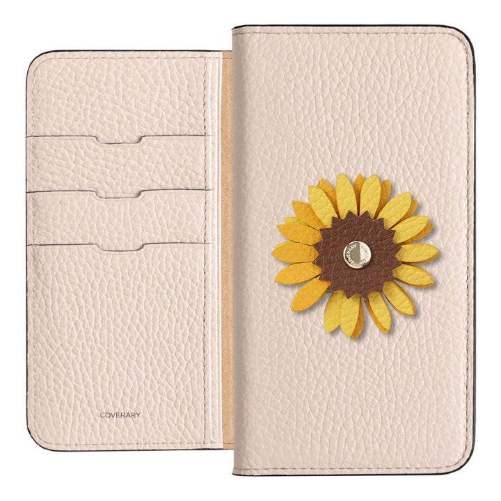 Étui portefeuille en cuir véritable 32 couleurs cuir italien grainé décoration fleur réelle pour la série Google Pixel