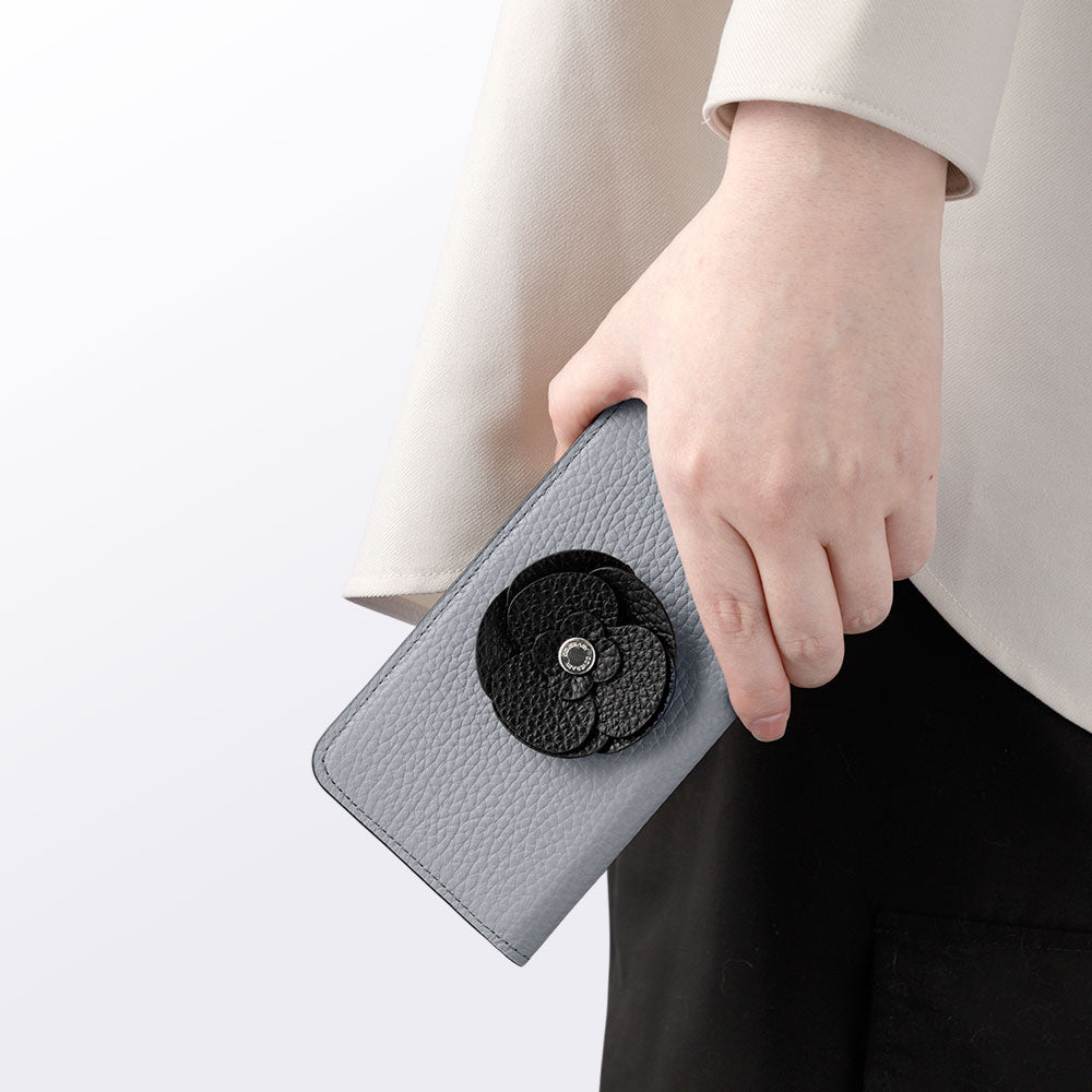 Genuine Leather 32 Colors Italian Shrink Leather Real Flower Decoration Wallet Case Galaxy Series