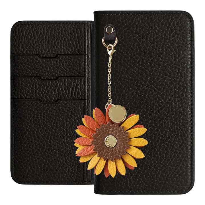 Genuine Leather 32 Colors Italian Shrink Leather Real Flower Charm Notebook Case AQUOS Series