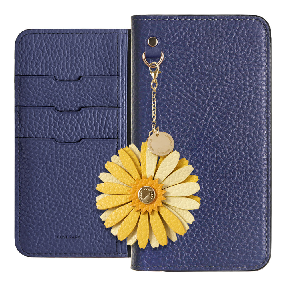 Genuine Leather 32 Colors Italian Shrink Leather Real Flower Charm Notebook Case AQUOS Series