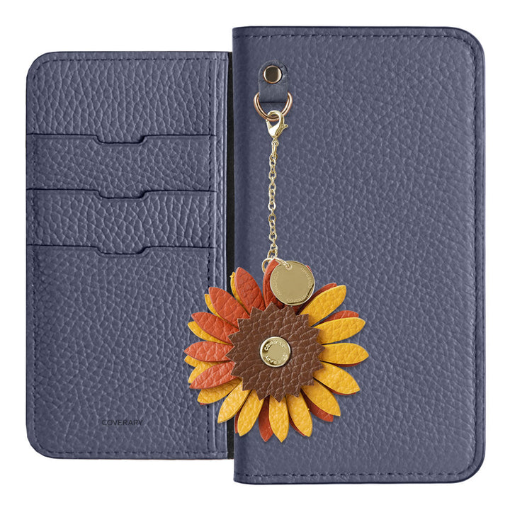 Genuine Leather 32 Colors Italian Shrink Leather Real Flower Charm Wallet Case for Google Pixel Series