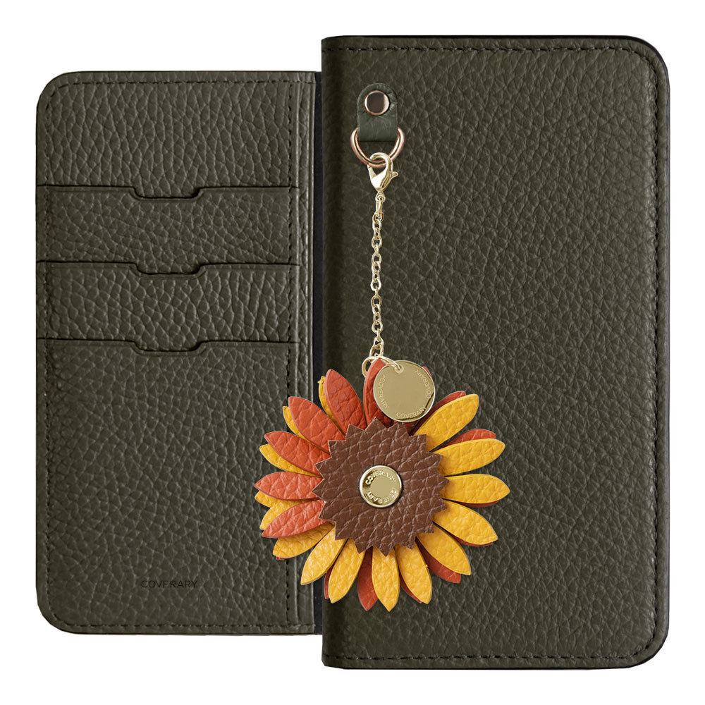 Genuine Leather 32 Colors Italian Shrink Leather Real Flower Charm Notebook Case AQUOS Series