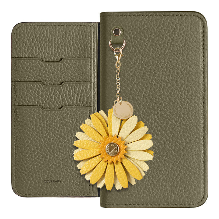 Genuine Leather 32 Colors Italian Shrink Leather Real Flower Charm Wallet Case Galaxy Series