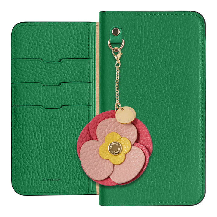 Genuine Leather 32 Colors Italian Shrink Leather Real Flower Charm Wallet Case Galaxy Series