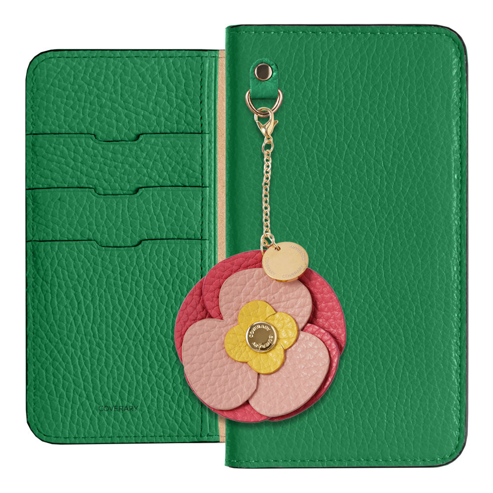 Genuine Leather 32 Colors Italian Shrink Leather Real Flower Charm Notebook Case AQUOS Series