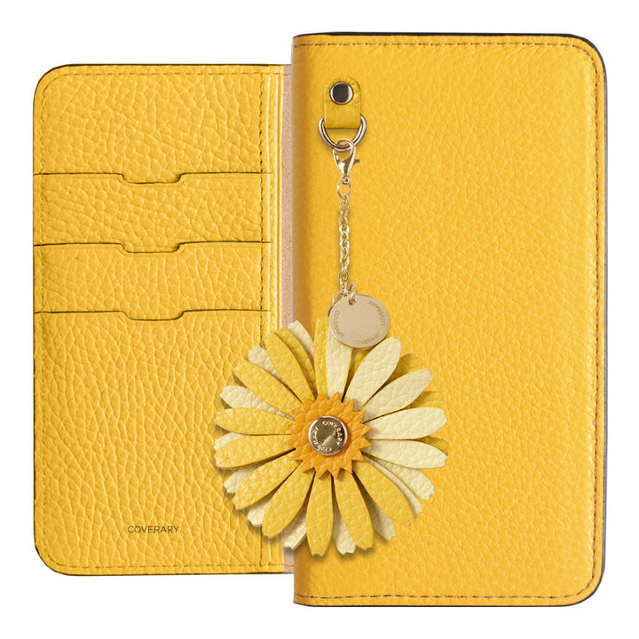 Genuine Leather 32 Colors Italian Shrink Leather Real Flower Charm Notebook Case AQUOS Series