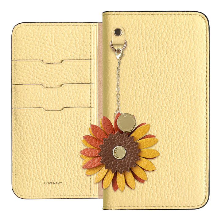 Genuine Leather 32 Colors Italian Shrink Leather Real Flower Charm Notebook Case AQUOS Series