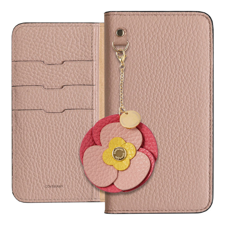 Genuine Leather 32 Colors Italian Shrink Leather Real Flower Charm Notebook Case AQUOS Series