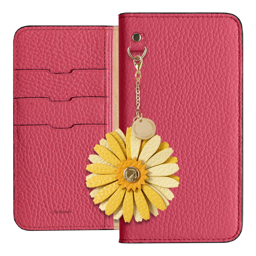 Genuine Leather 32 Colors Italian Shrink Leather Real Flower Charm Wallet Case Galaxy Series