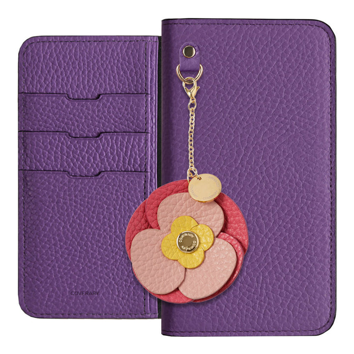 Genuine Leather 32 Colors Italian Shrink Leather Real Flower Charm Notebook Case AQUOS Series