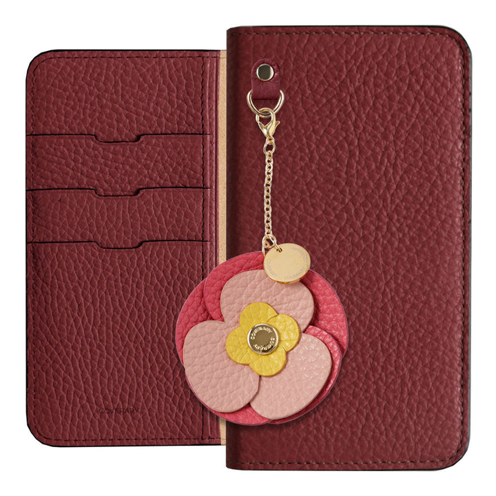 Genuine Leather 32 Colors Italian Shrink Leather Real Flower Charm Wallet Case Galaxy Series