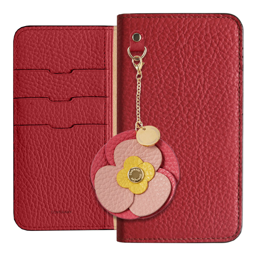 Genuine Leather 32 Colors Italian Shrink Leather Real Flower Charm Wallet Case Galaxy Series